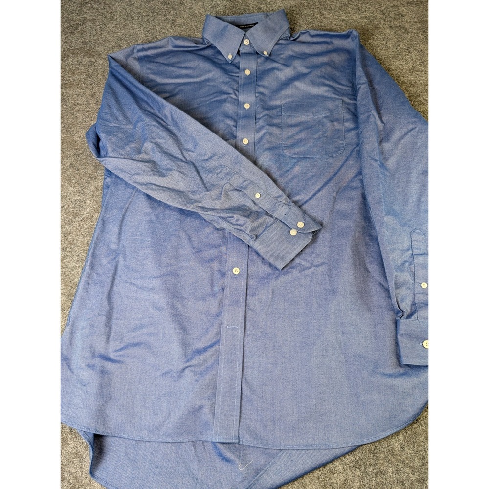Lands' End Long Sleeve No Iron Supima Oxford Dress Shirt 16.5-36 Tall Blue NOTES